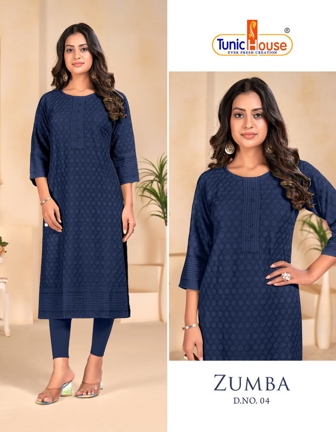 Tunic House Zumba 04 Viscose Rayon Chikankari Designer Kurtis
